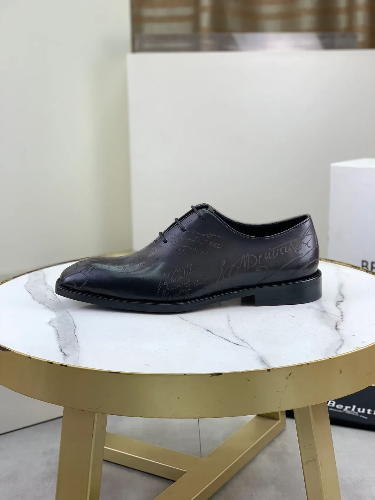 Berluti 黑色 抛光皮 方头 牛津鞋 6