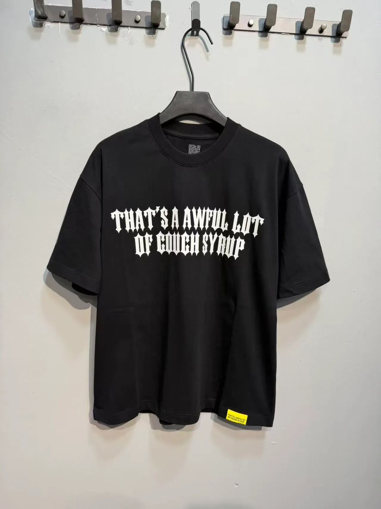 Black and Gray Graphic Text Print Oversized T-Shirt 2