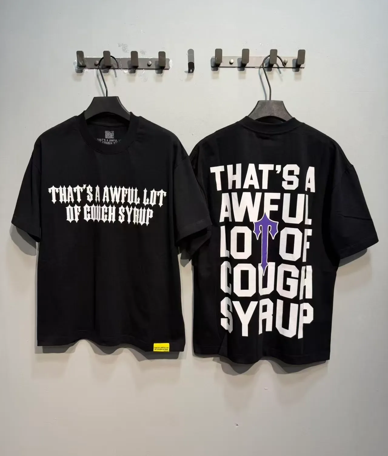 Black and Gray Graphic Text Print Oversized T-Shirt 4