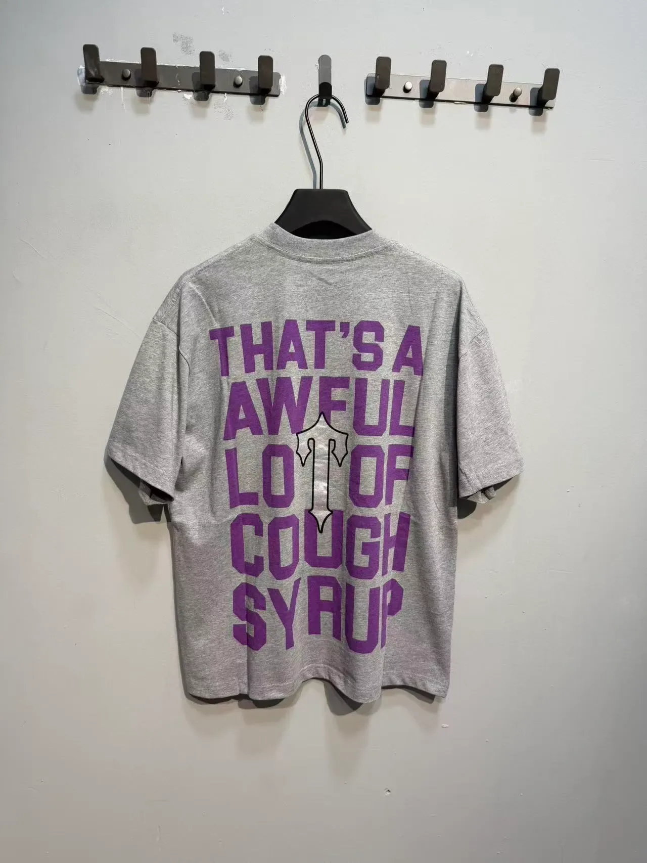 Black and Gray Graphic Text Print Oversized T-Shirt 7