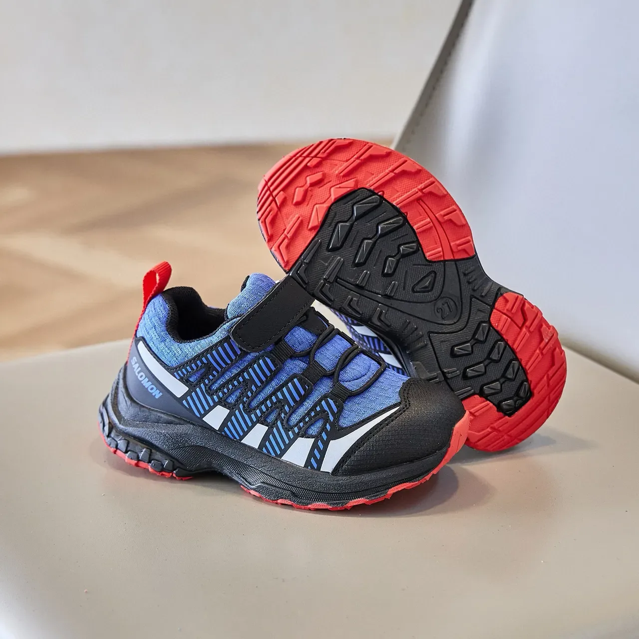 Black and Gray Mesh Overlay Hook-and-Loop Lifestyle Sneakers 14
