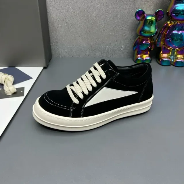 Black and White Geometric Panel Low-Top Sneakers 6