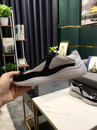 Black and White Patent Mesh Chunky Sneakers 2
