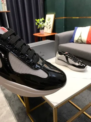 Black and White Patent Mesh Chunky Sneakers 7