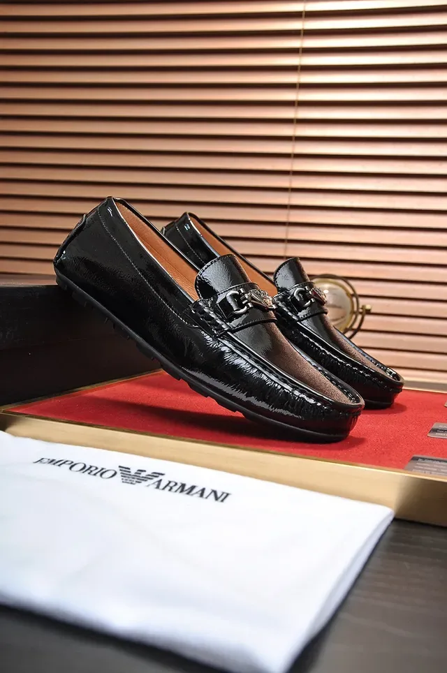 Mocasín Negro y Marrón Cuero Patentado Brillante con Hebilla Horsebit 8