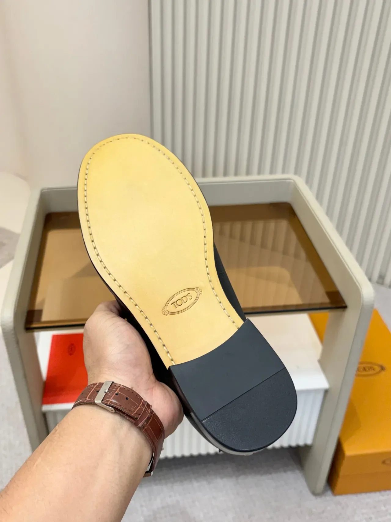 Loafer Cuir Texturé Noir Marron Talon Bas Bloc 2