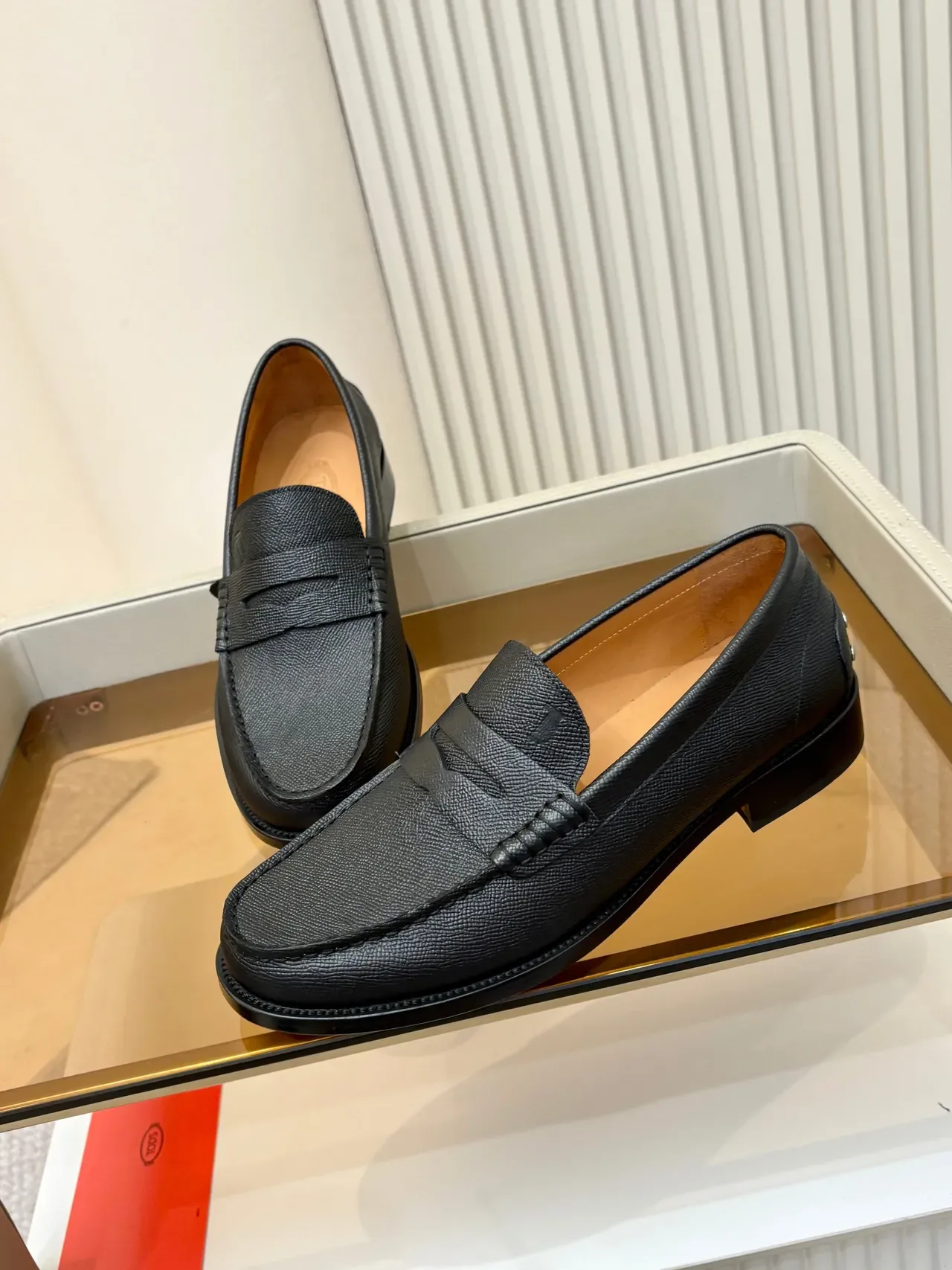 Loafer Cuir Texturé Noir Marron Talon Bas Bloc 4