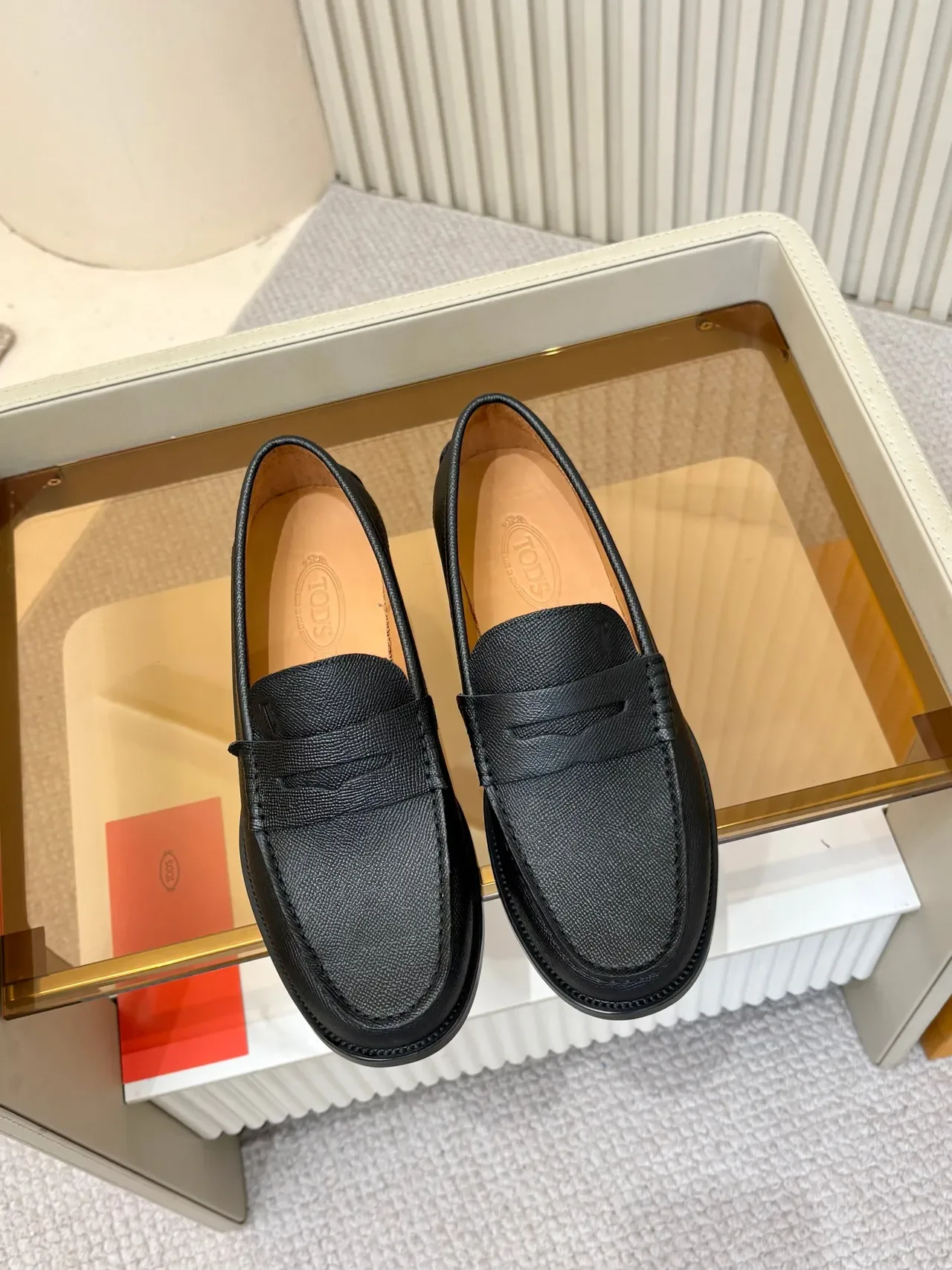 Loafer Cuir Texturé Noir Marron Talon Bas Bloc 5