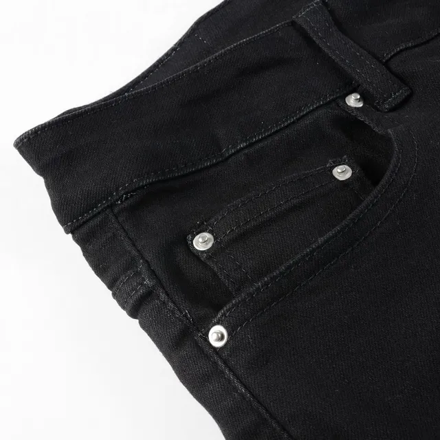 Black Distressed Slim-Fit Ripped Jeans 4
