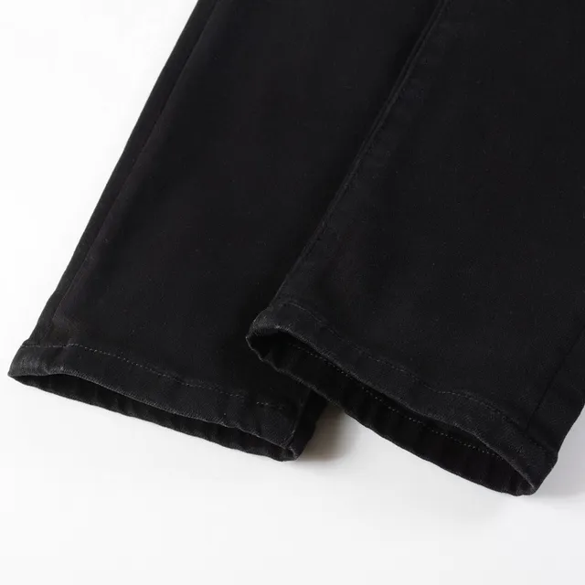 Black Distressed Slim-Fit Ripped Jeans 14