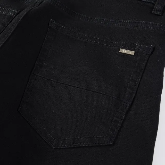 Black Distressed Slim-Fit Ripped Jeans 16