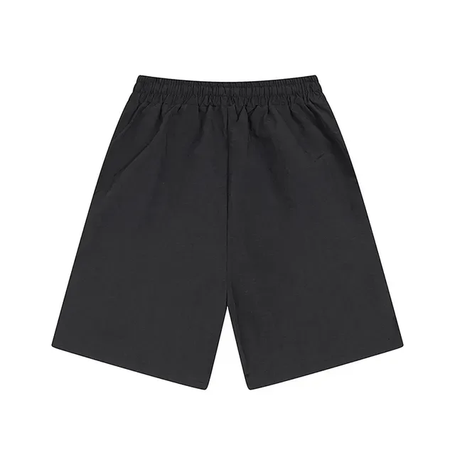 Shorts negros bordados con rhinestone y texto 2