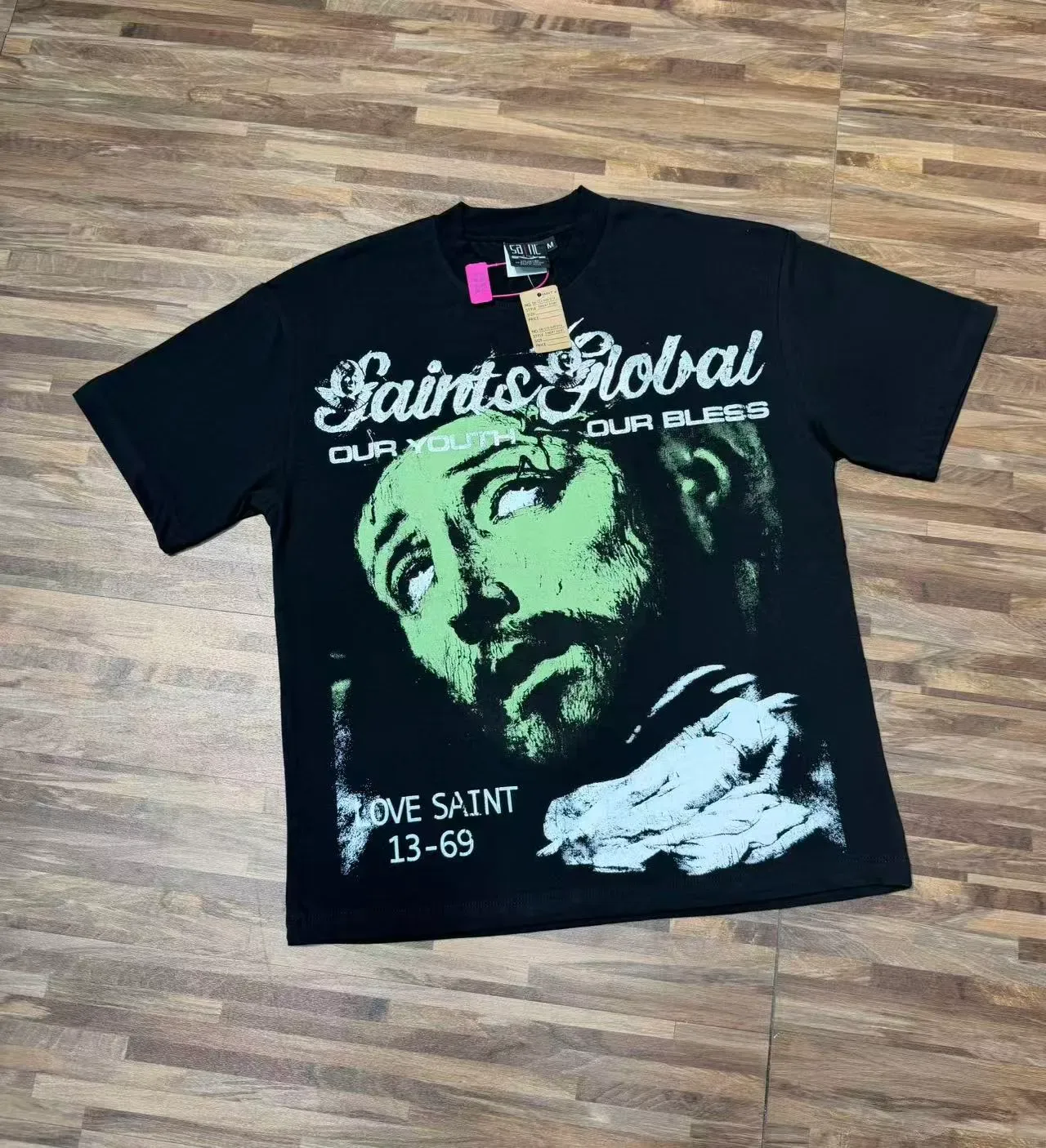 Black Graphic-Print Oversized T-Shirt 6