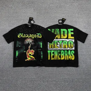 T-shirt noir oversize à imprimé graphique orné de strass