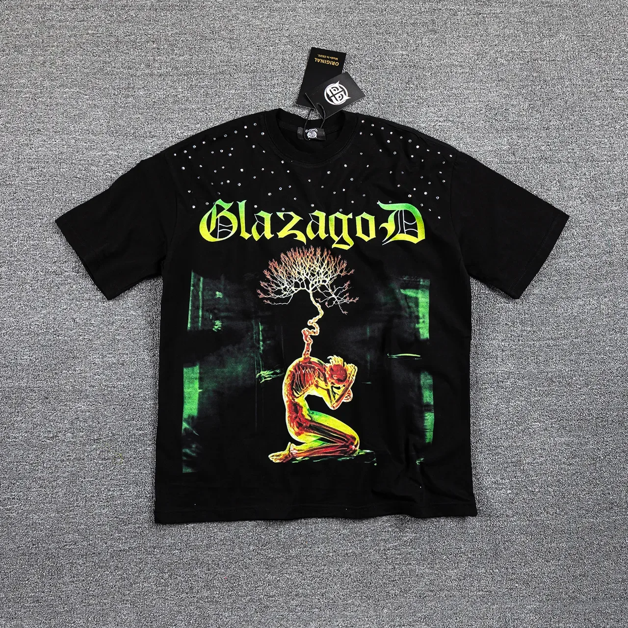 Black Graphic-Print Rhinestone-Embellished Oversized T-Shirt 2