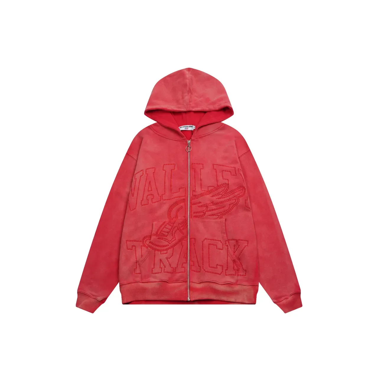 Hoodie Noir et Gris à Fermeture Éclair Complète Brodé Graphique 5