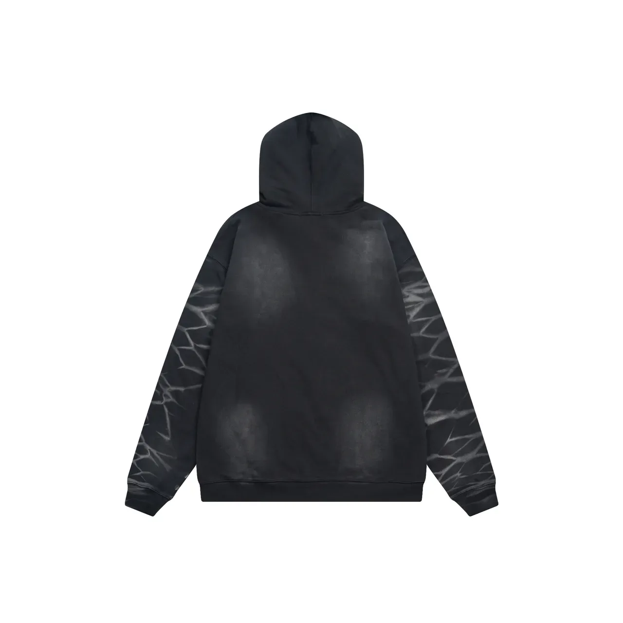 Hoodie Noir et Gris à Fermeture Éclair Complète Brodé Graphique 8