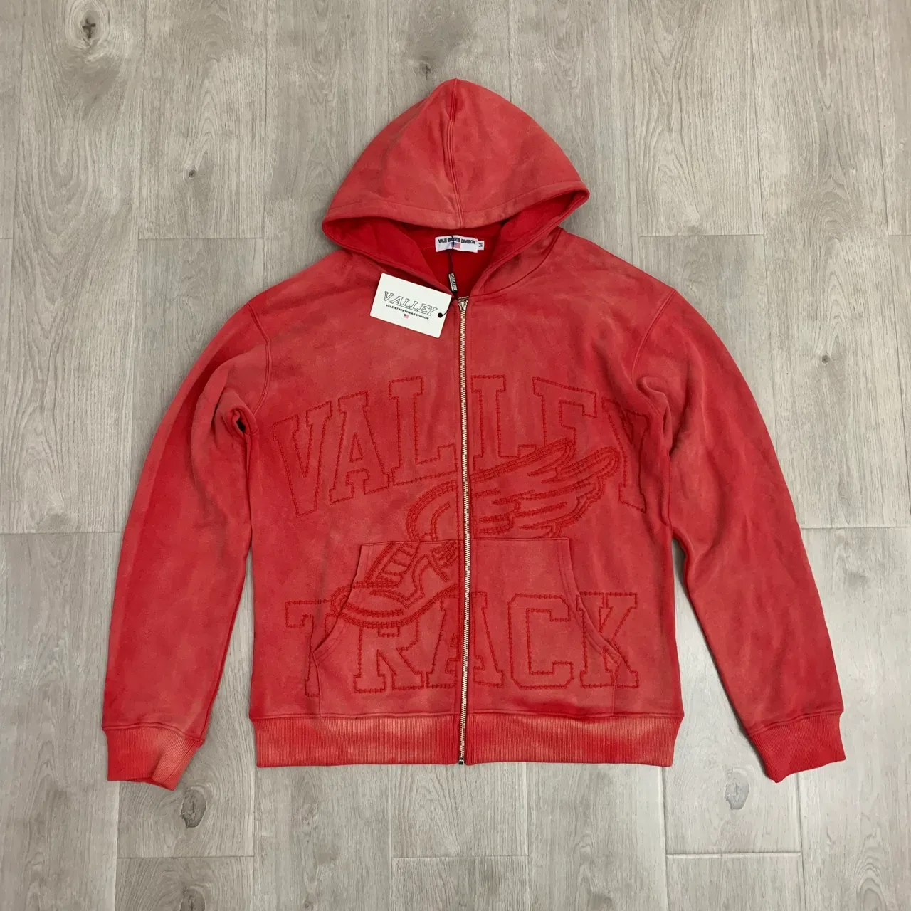 Hoodie Noir et Gris à Fermeture Éclair Complète Brodé Graphique 15