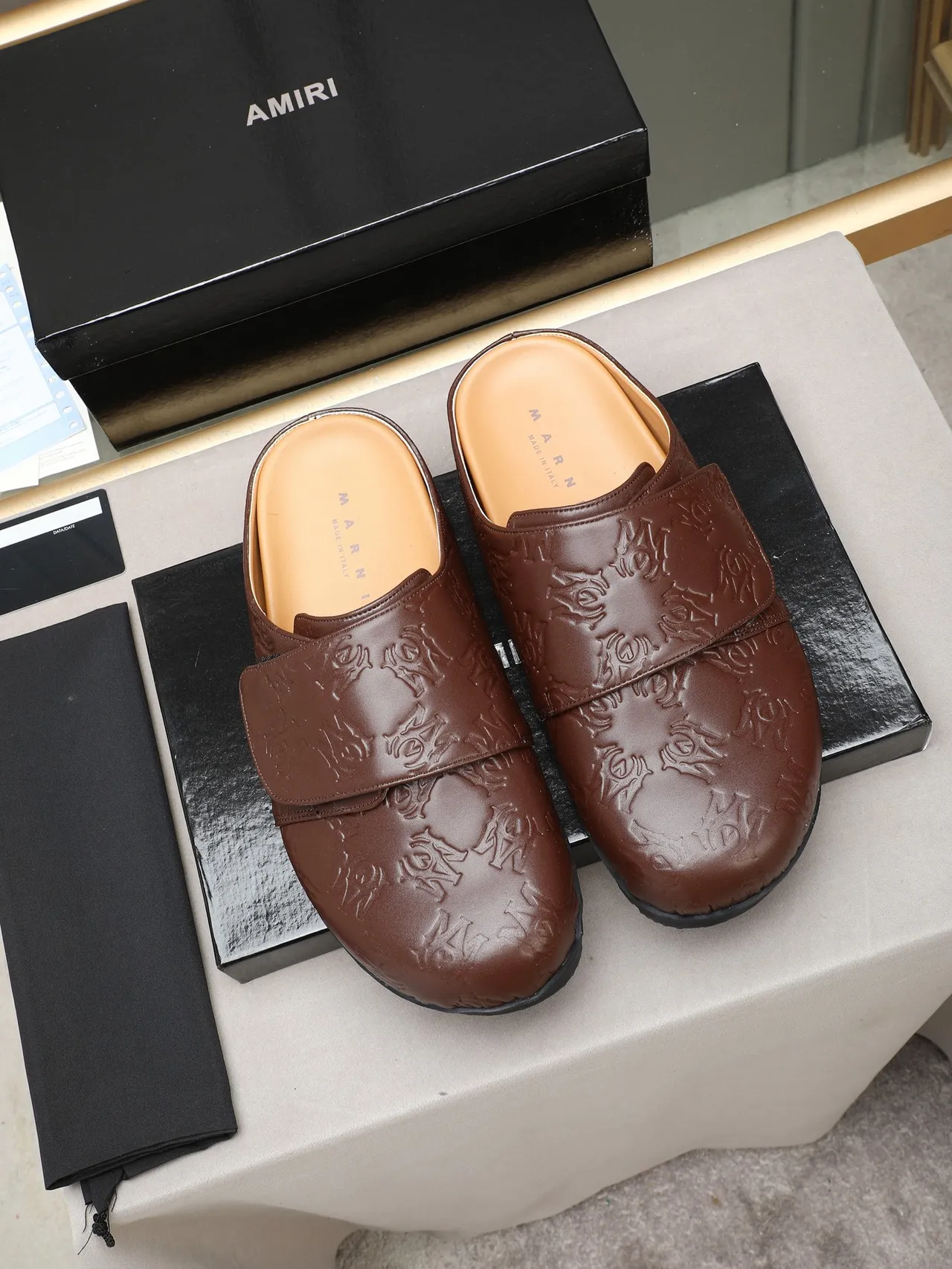 Black Green Embossed Monogram Pattern Single Strap Closure Loafer 4