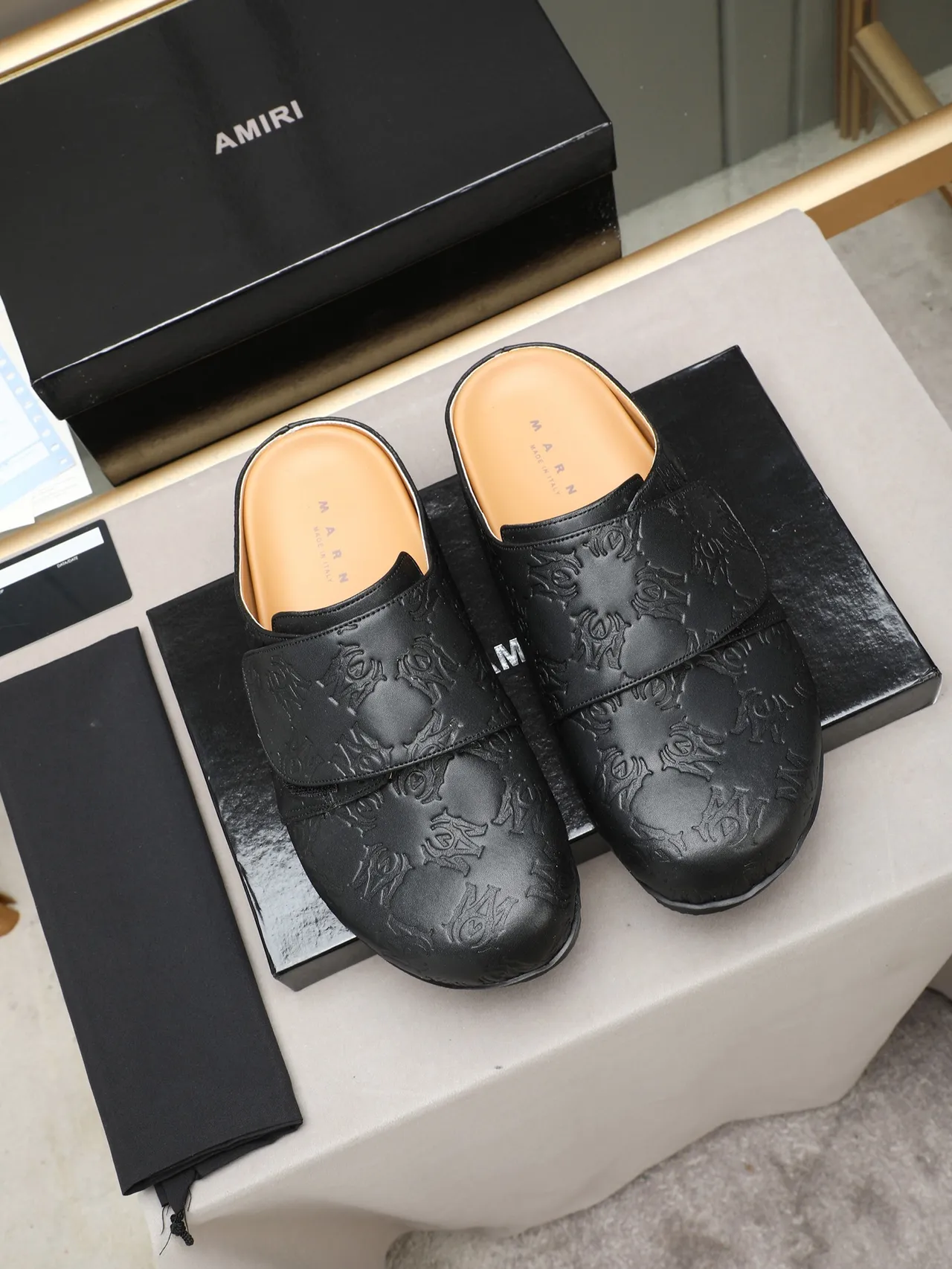 Black Green Embossed Monogram Pattern Single Strap Closure Loafer 5