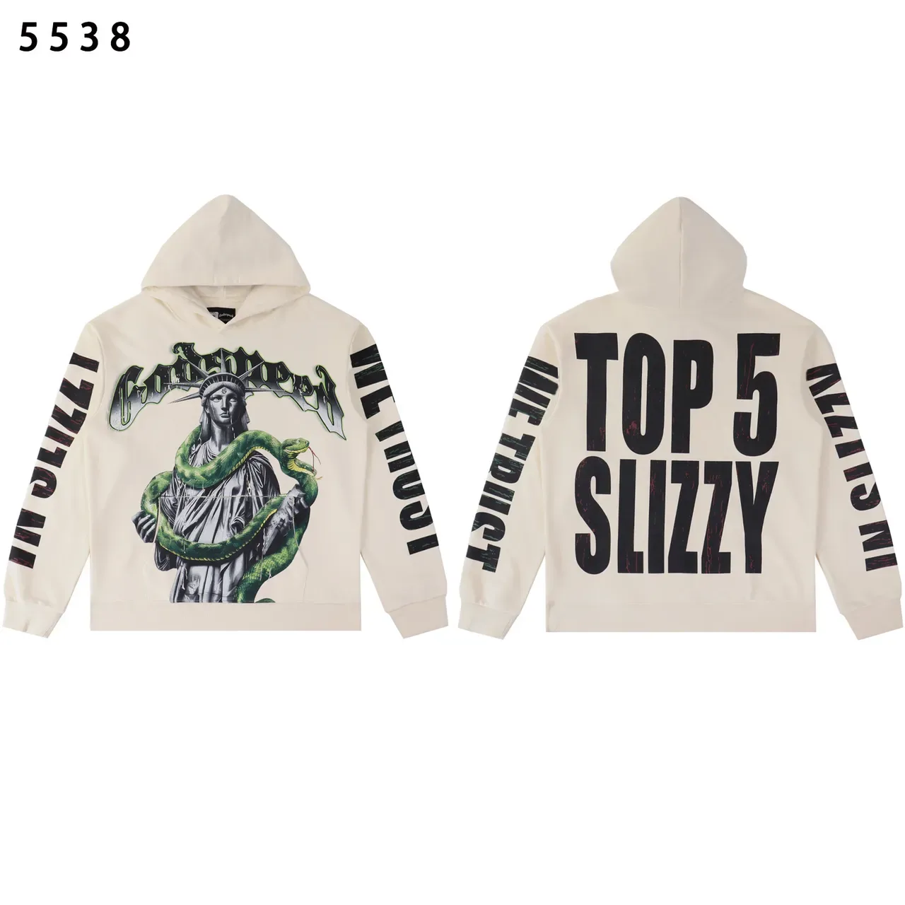 Black Green Graphic-Print Oversized Fit Hoodie 3