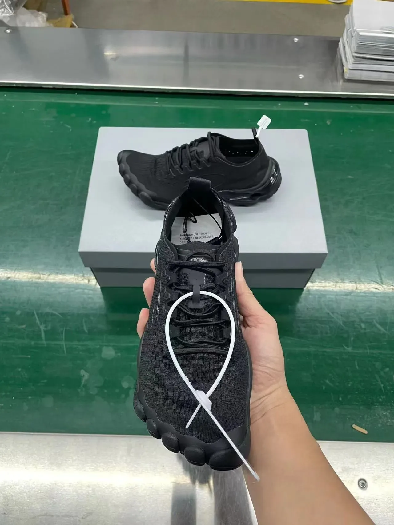Black Knit Upper Segmented Toe Bumper Sneakers 2