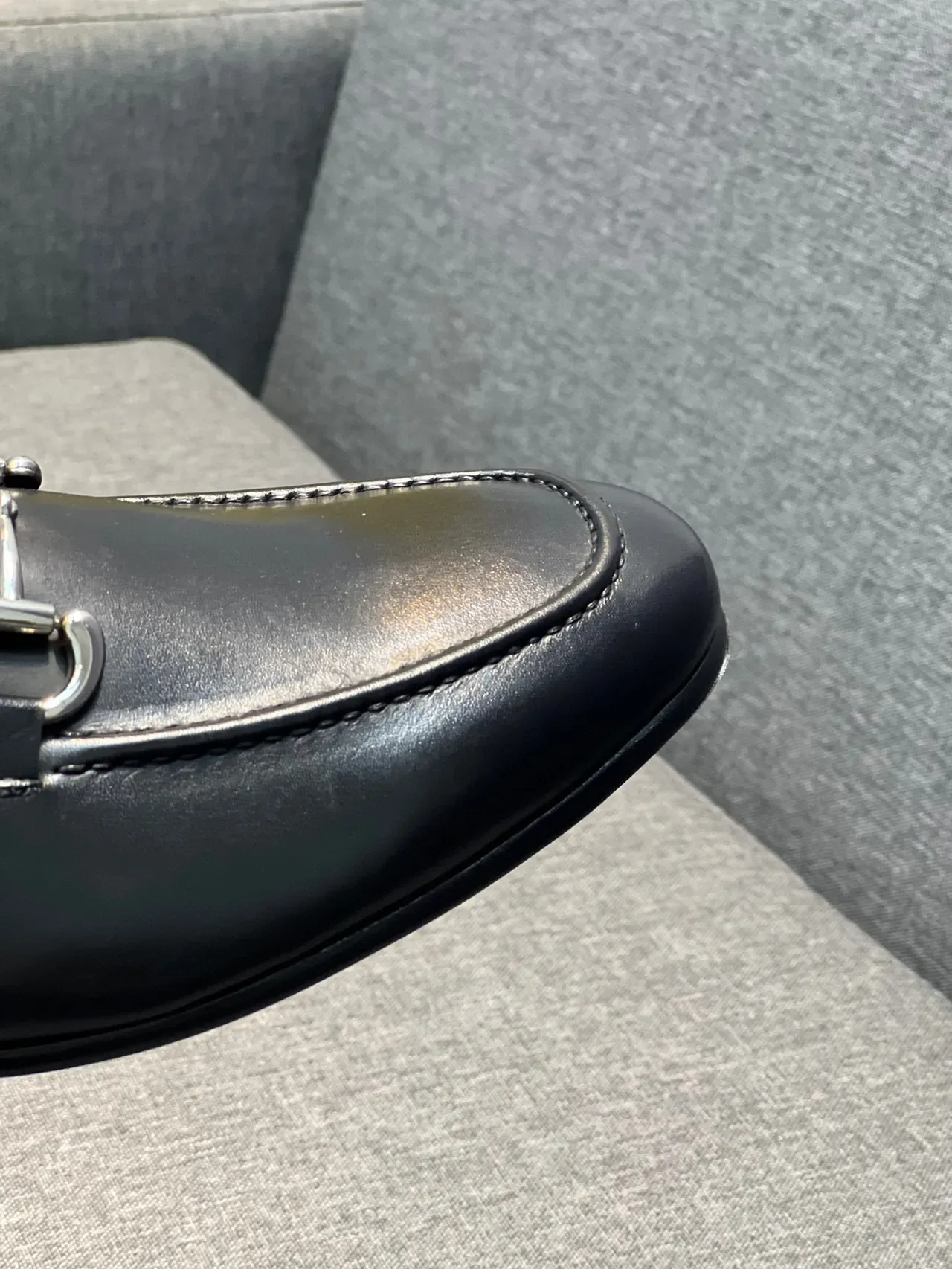 Black Leather Horsebit Buckle Loafer 3
