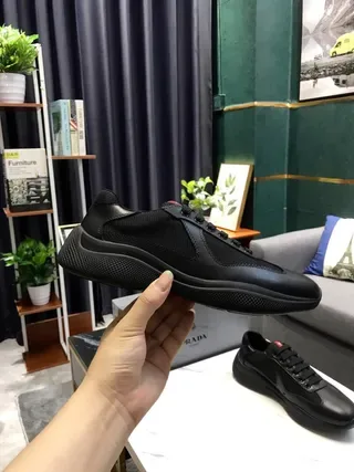 Black Leather-Mesh Platform Sneakers 8