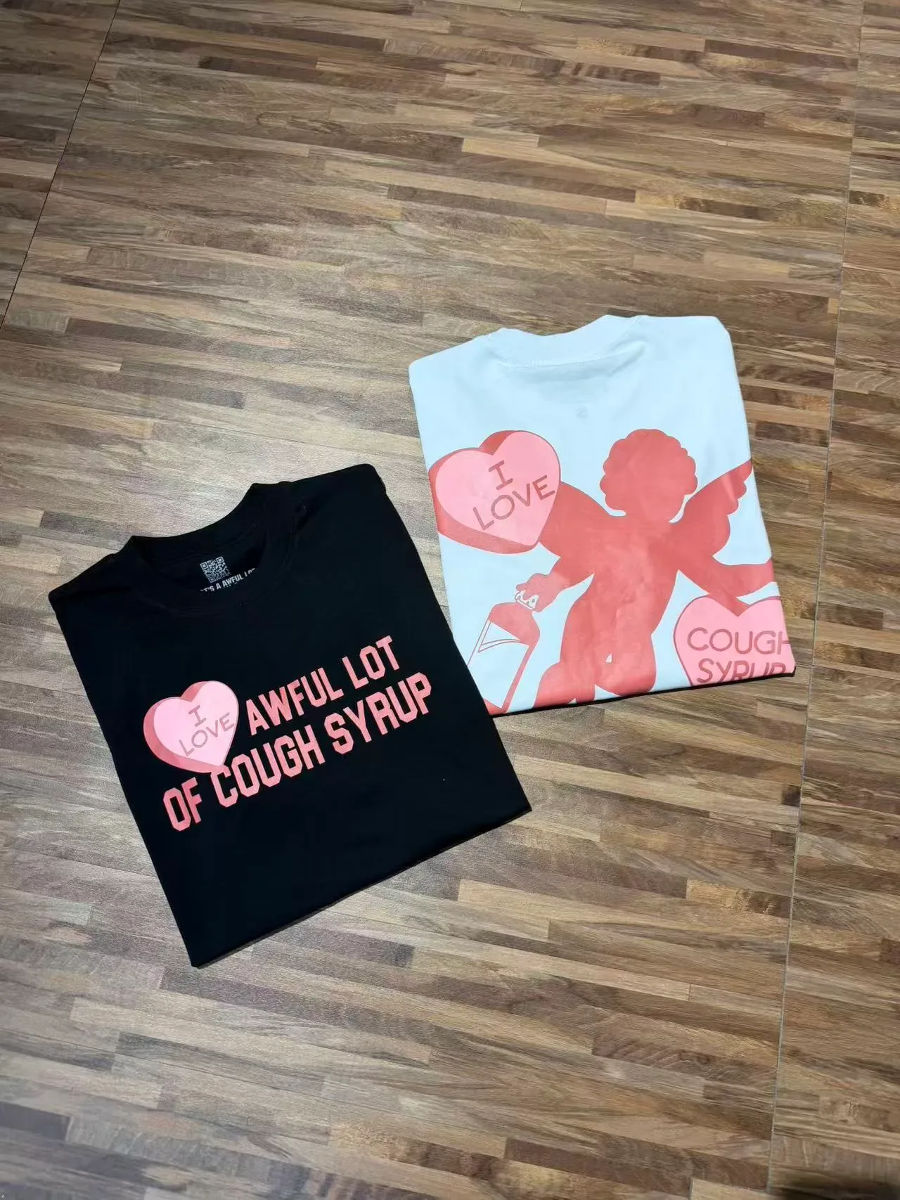 T-shirt double face à imprimé graphique noir et rose 2