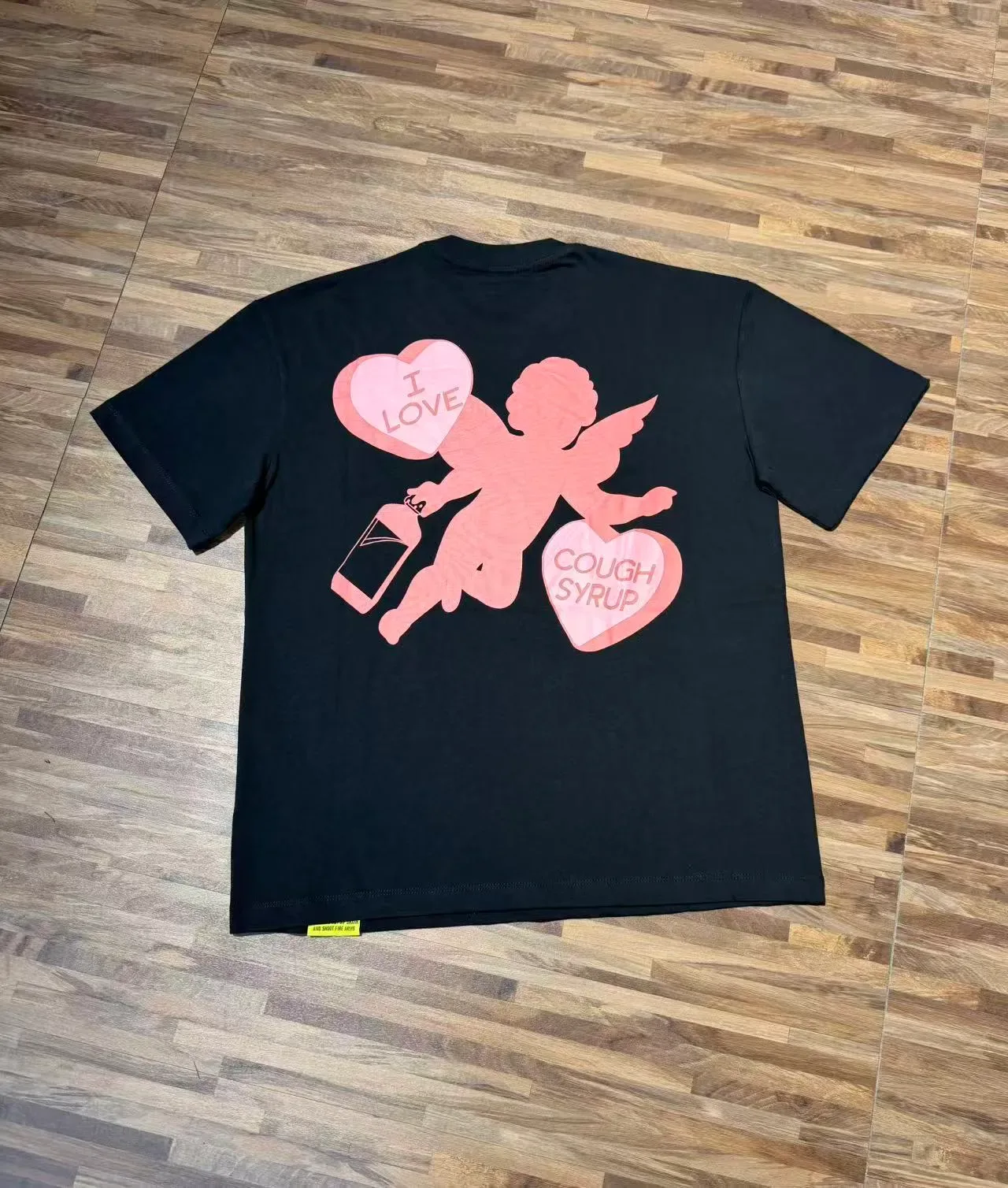 T-shirt double face à imprimé graphique noir et rose 7