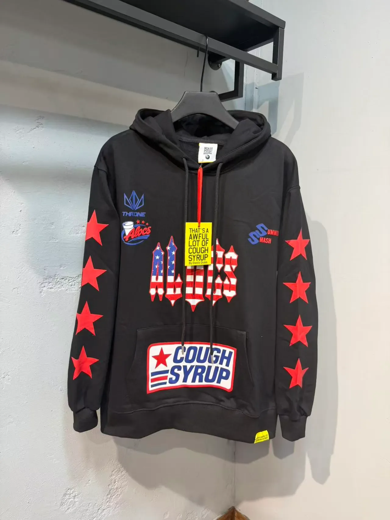 Black Red Graphic-Print Oversized Fit Hoodie 5