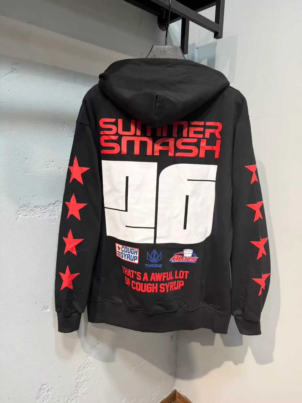 Black Red Graphic-Print Oversized Fit Hoodie 6