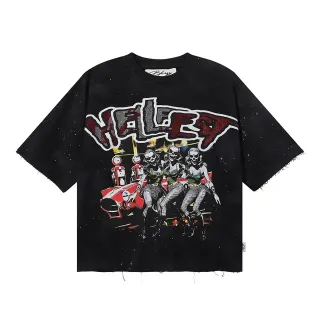 T-shirt noir et rouge coupe oversize à ourlet brut