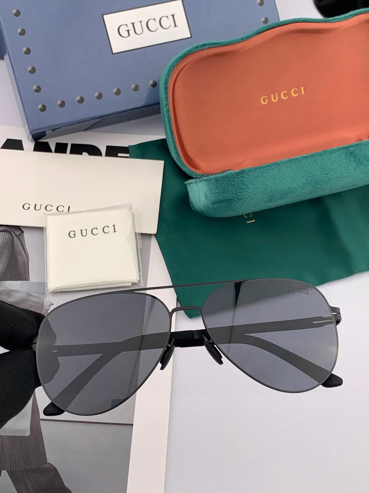 Black Silver Aviator-Style Double Bridge Sunglasses 8