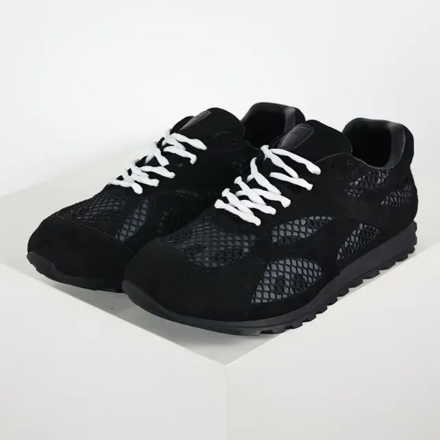 Black Suede-Mesh Hybrid Low-Top Sneakers 2