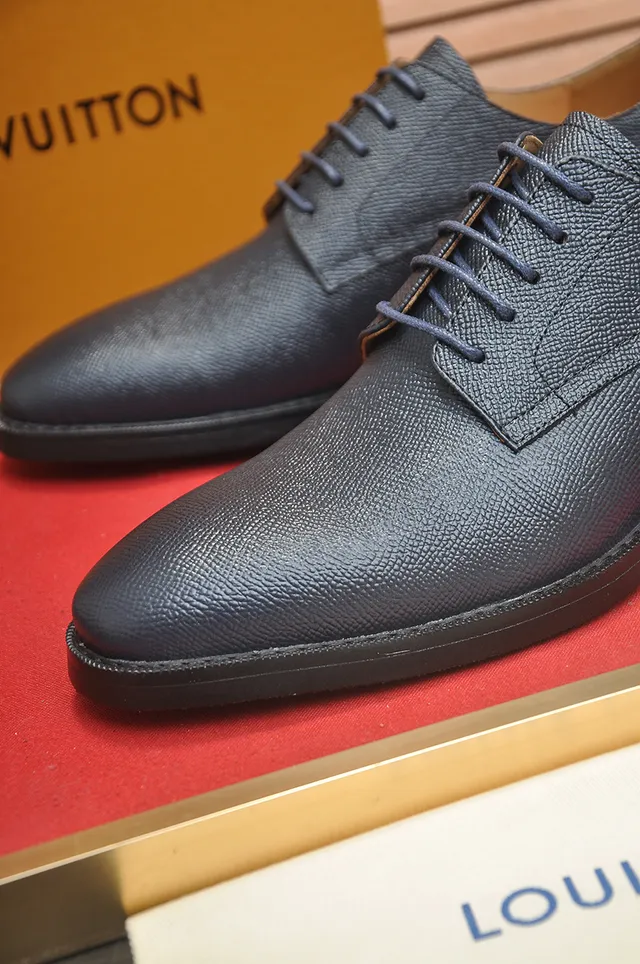 Black Textured Pebbled Leather Cap Toe Oxford Shoes 3