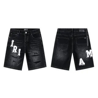 Black White Distressed Graphic-Appliqué Shorts