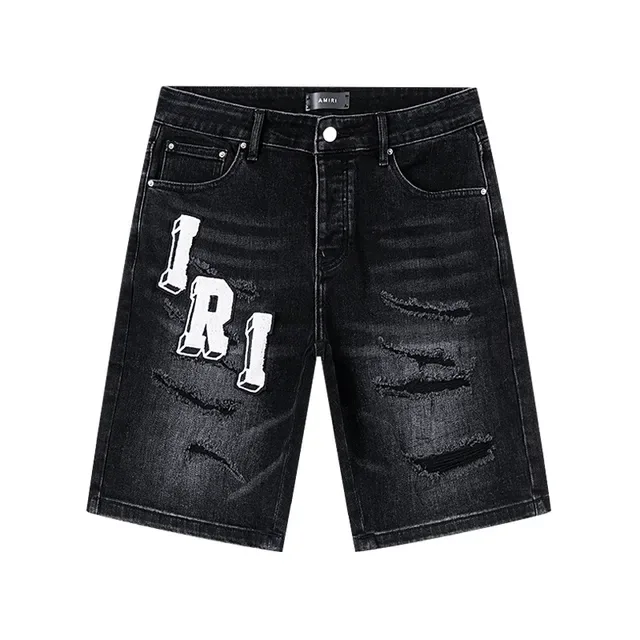 Black White Distressed Graphic-Appliqué Shorts 2