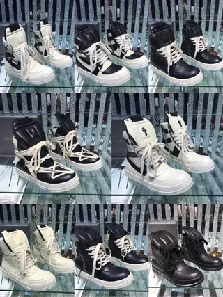 Black White High-Top Panelled Leather Sneakers 3