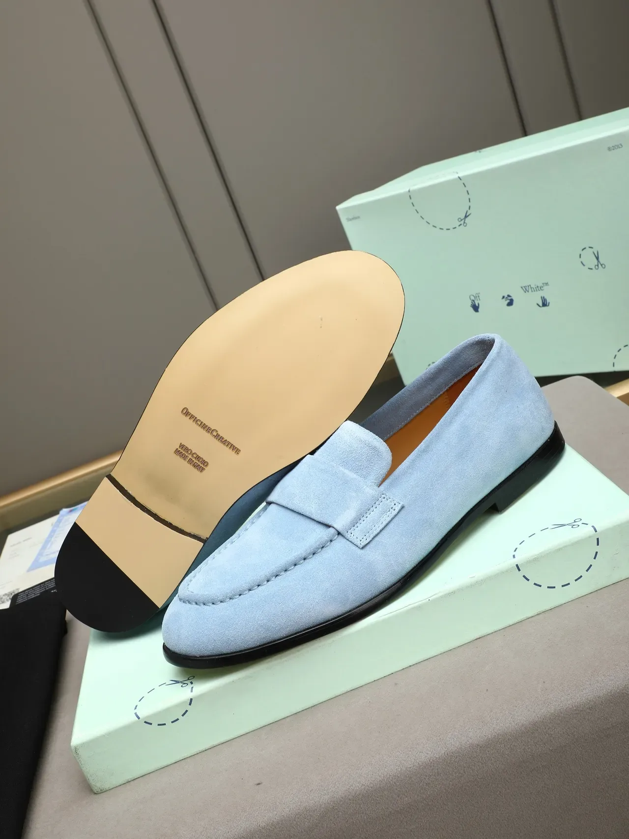 Blue Black Suede Upper Penny Strap Loafer 4