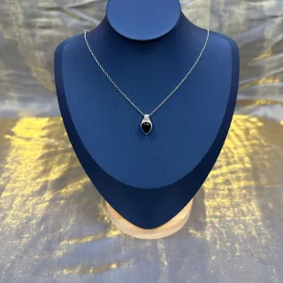নীল রূপালী অশ্রু ফোঁটা পেন্ড্যান্ট পাভে-সেট হ্যালো নেকলেস