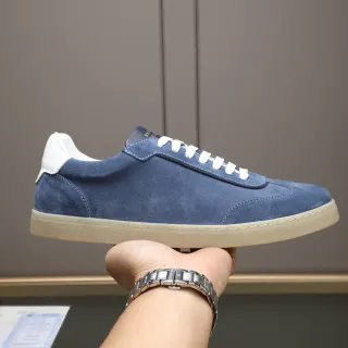 Blue White Suede Upper Heel Tab Sneakers