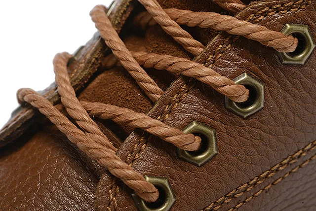 Brown Beige Pebbled Leather Metal Eyelets Ankle Boots 7