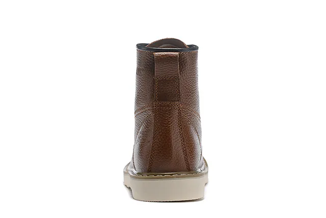 Brown Beige Pebbled Leather Metal Eyelets Ankle Boots 12