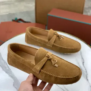 বাদামী বেইজ সুয়েড বাউ স্ট্র্যাপ লোফার