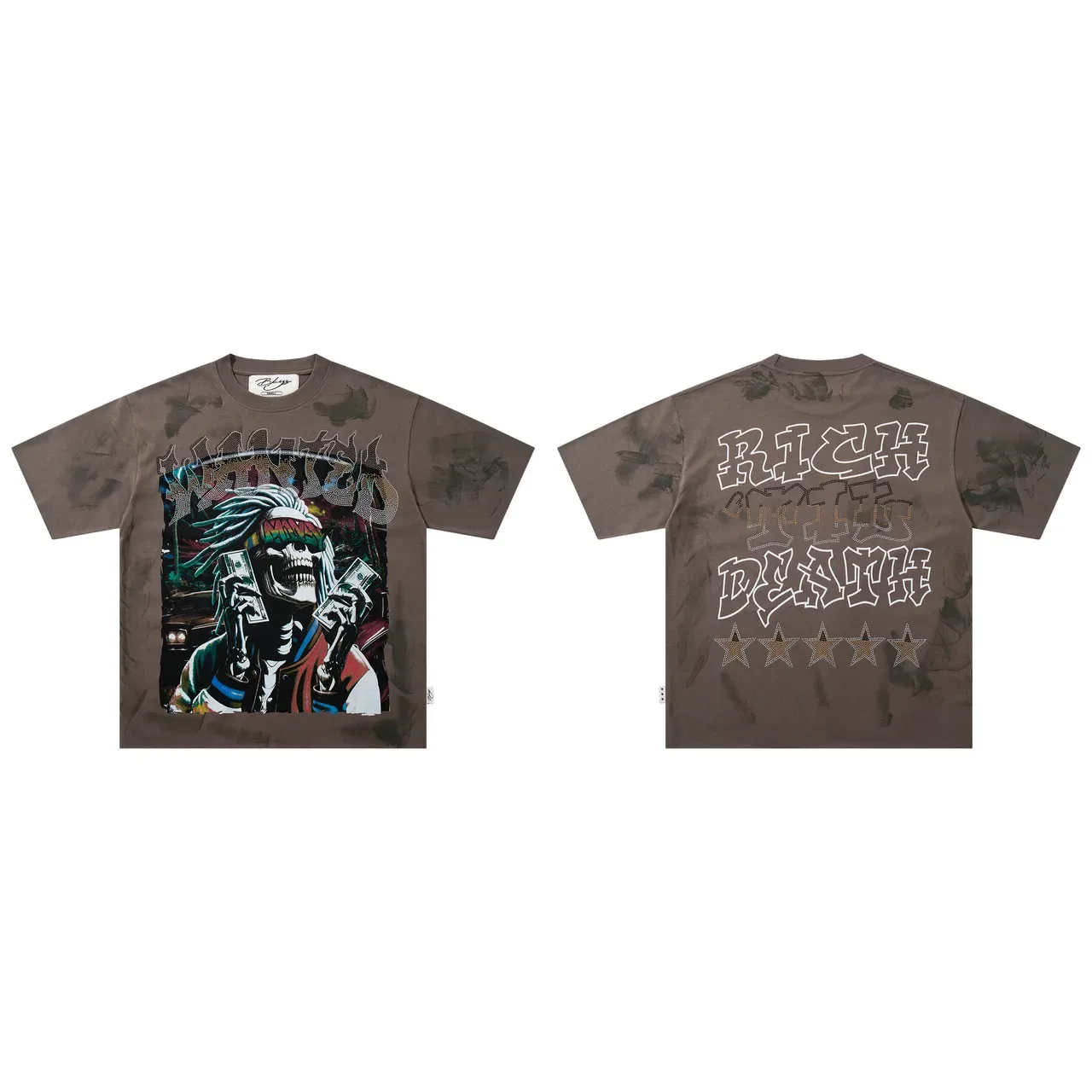 Brown Distressed Oversized Graphic T-Shirt 2