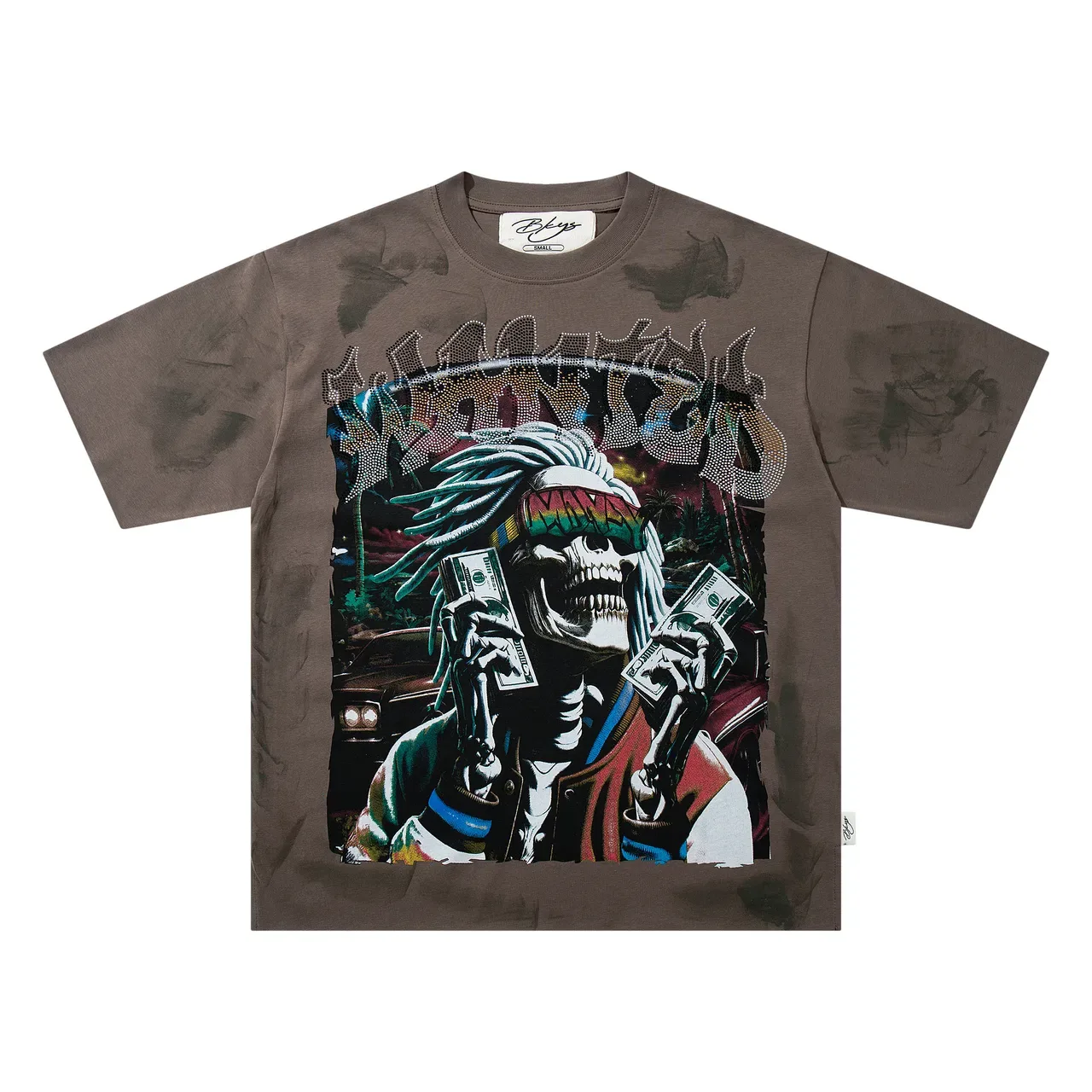 Brown Distressed Oversized Graphic T-Shirt 3
