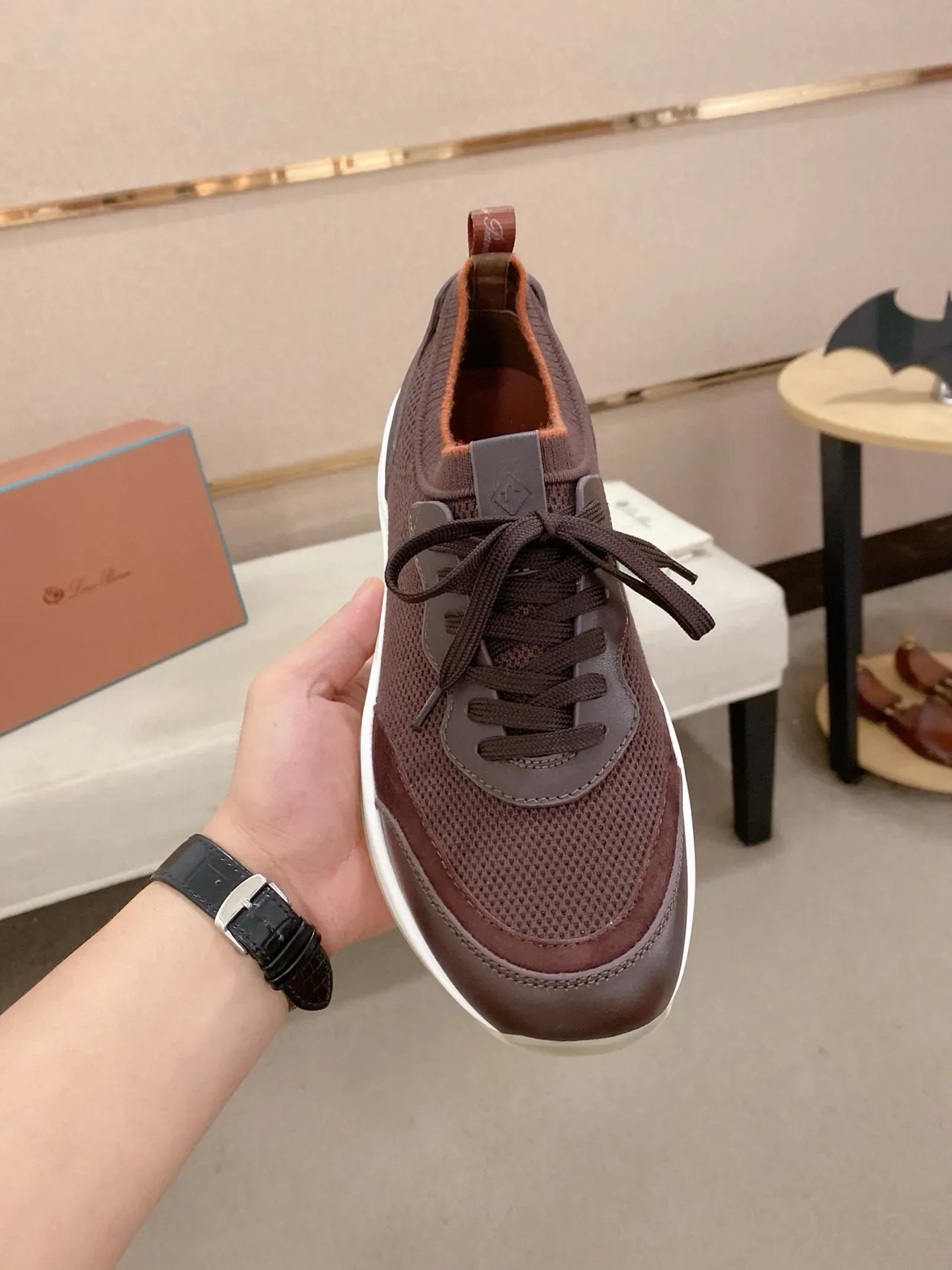 Brown Mesh and Synthetic Overlay Lifestyle Sneaker 2