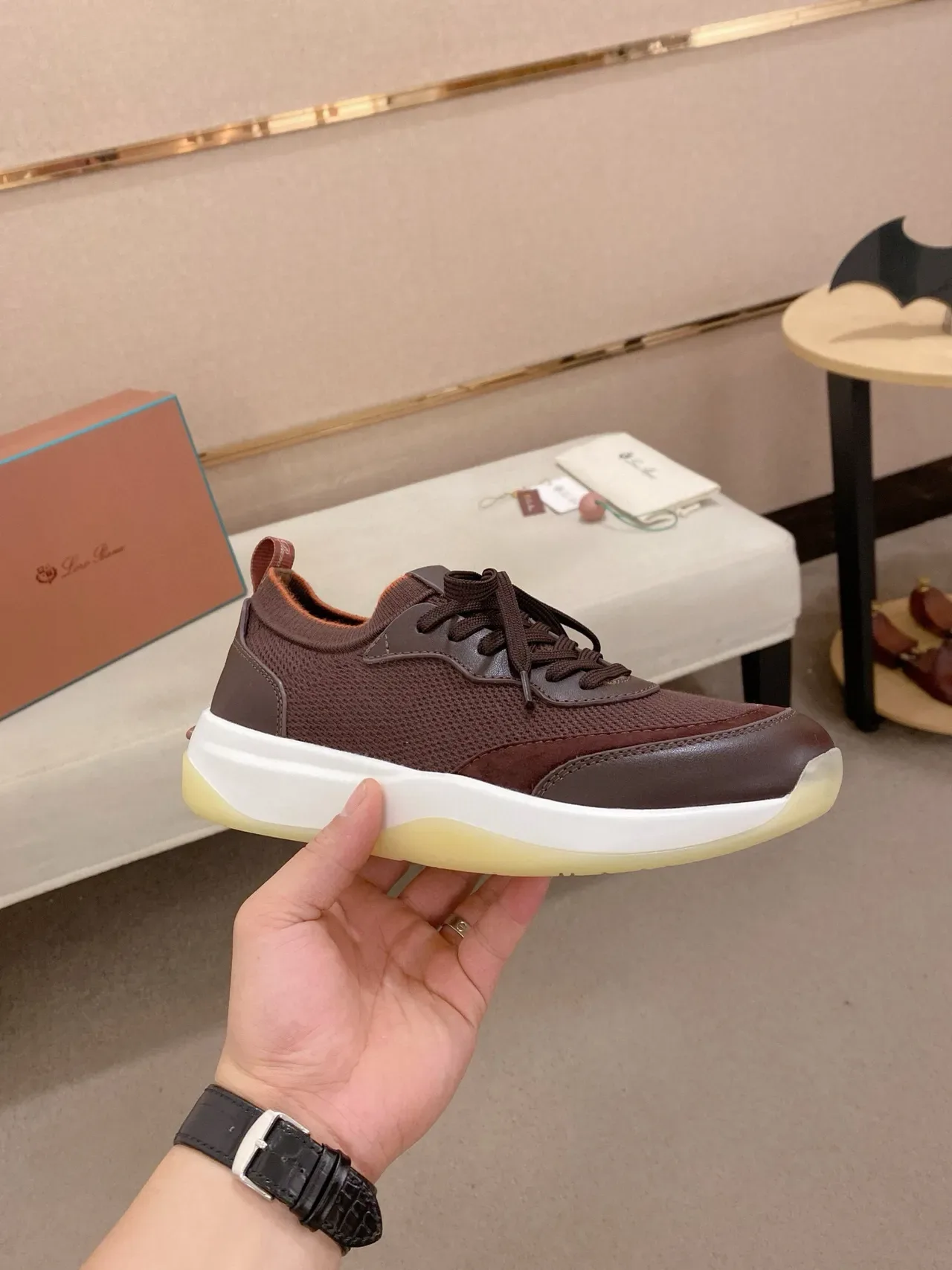 Brown Mesh and Synthetic Overlay Lifestyle Sneaker 4