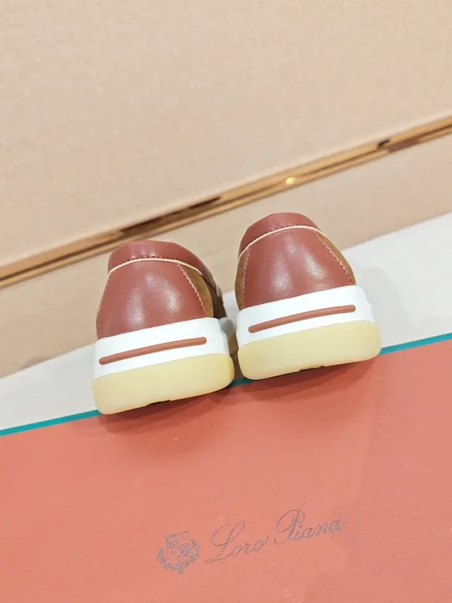 Brown Pink Suede Upper Leather Strap Detail Loafer 3